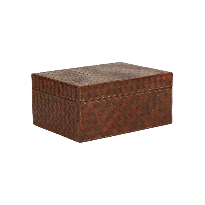 Woven Tobacco Leather Box S