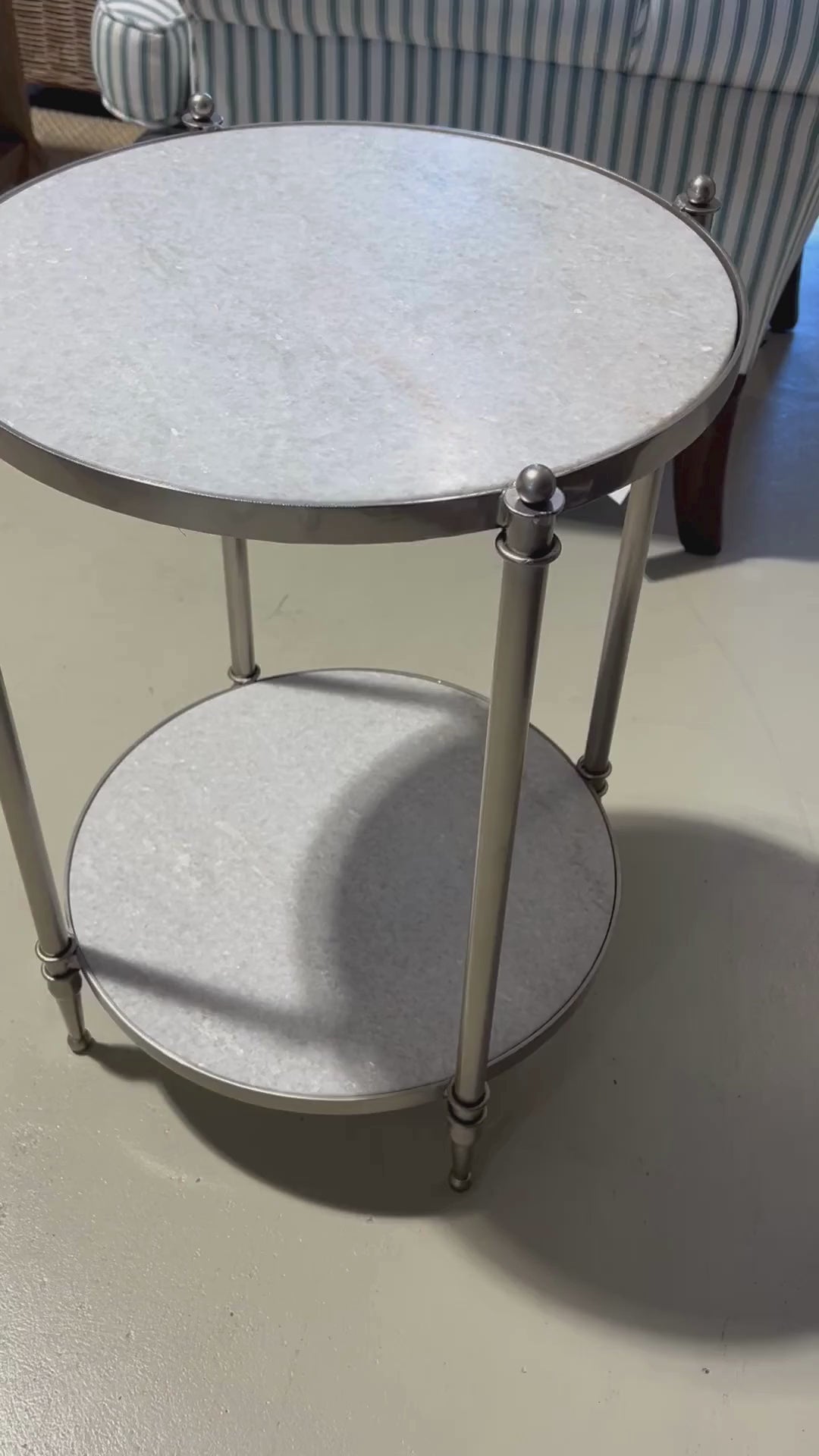 Brushed Silver & Marble Side Table