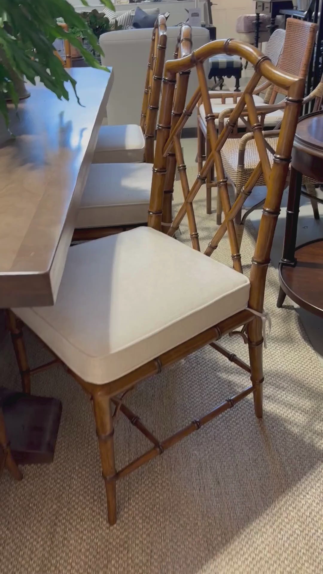 Close up video of Ralph Dining Chair, showing the back and seat cushion
