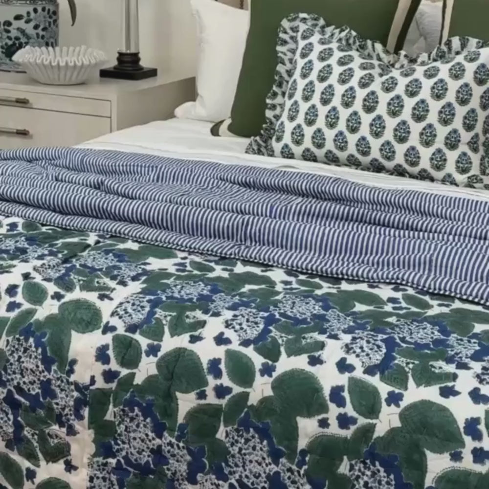 Hydrangea Blue & Stripe Quilt