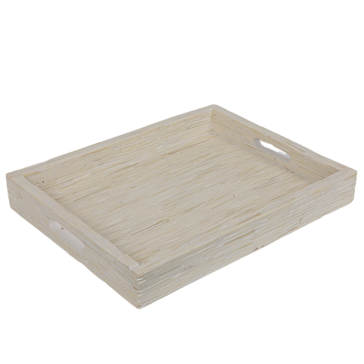 White and Ivory Carved Bone Tray Large