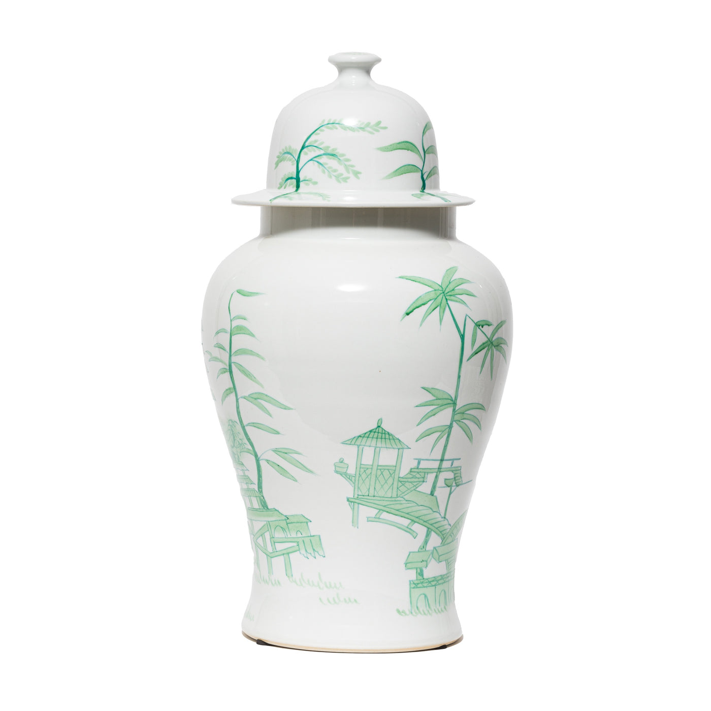 White & Green Temple Jar - Highgate House Online - Ceramics
