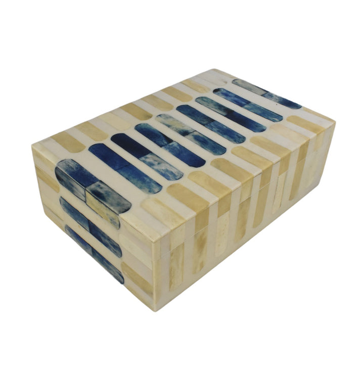 Blue & Cream Ticking Box LRG
