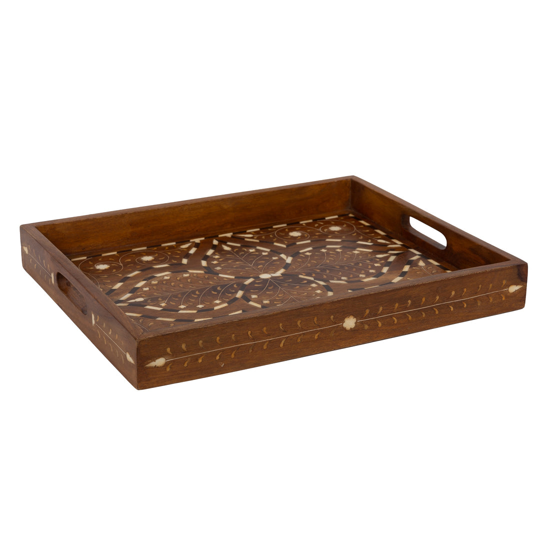 Teak and Bone Inlay Tray