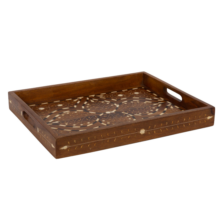 Teak and Bone Inlay Tray