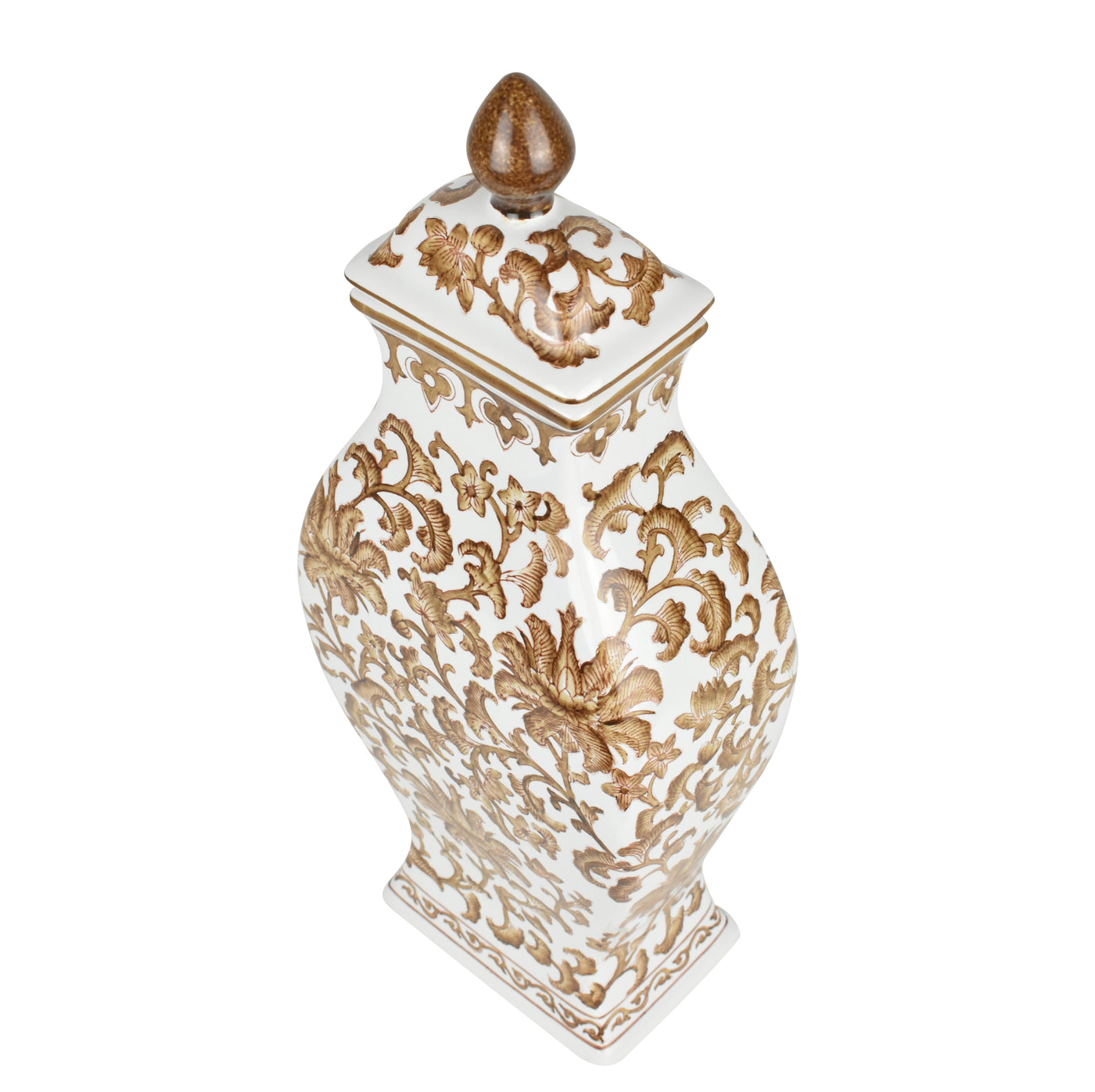 Brown & White Rectangular Vase - Highgate House Online - Ceramics
