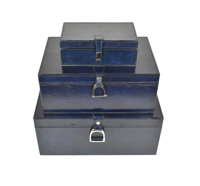 Navy Leather Stirrup Box SML - Highgate House Online - Accessories