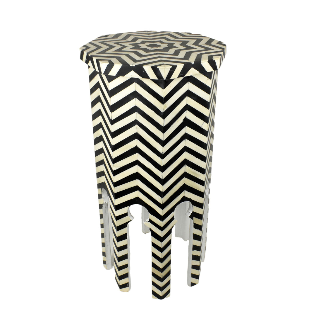 Chevron Black Bone Side Table