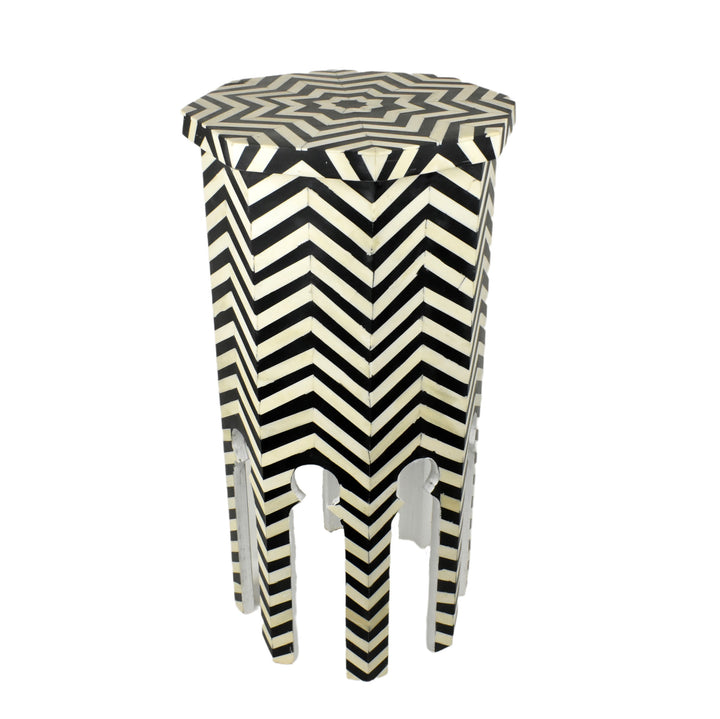 Chevron Black Bone Side Table