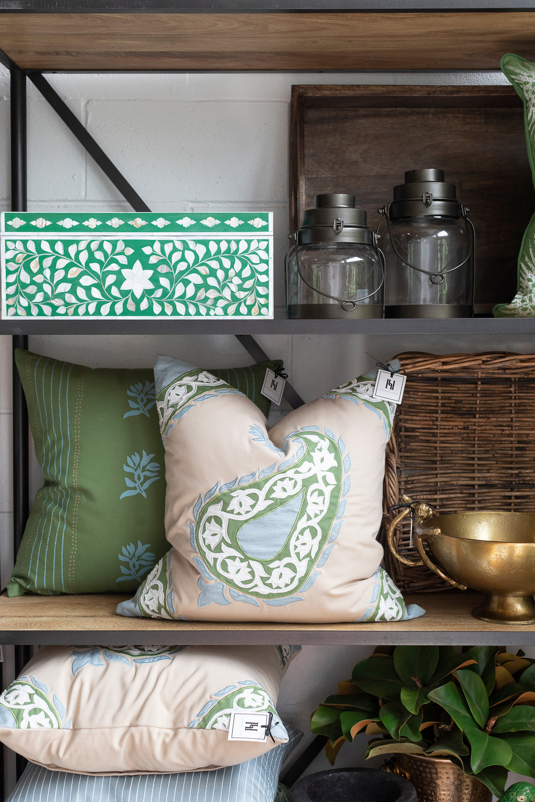 Outdoor Green Print Cushion - Highgate House Online - Cushions