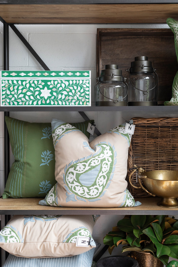 Outdoor Green Print Cushion - Highgate House Online - Cushions