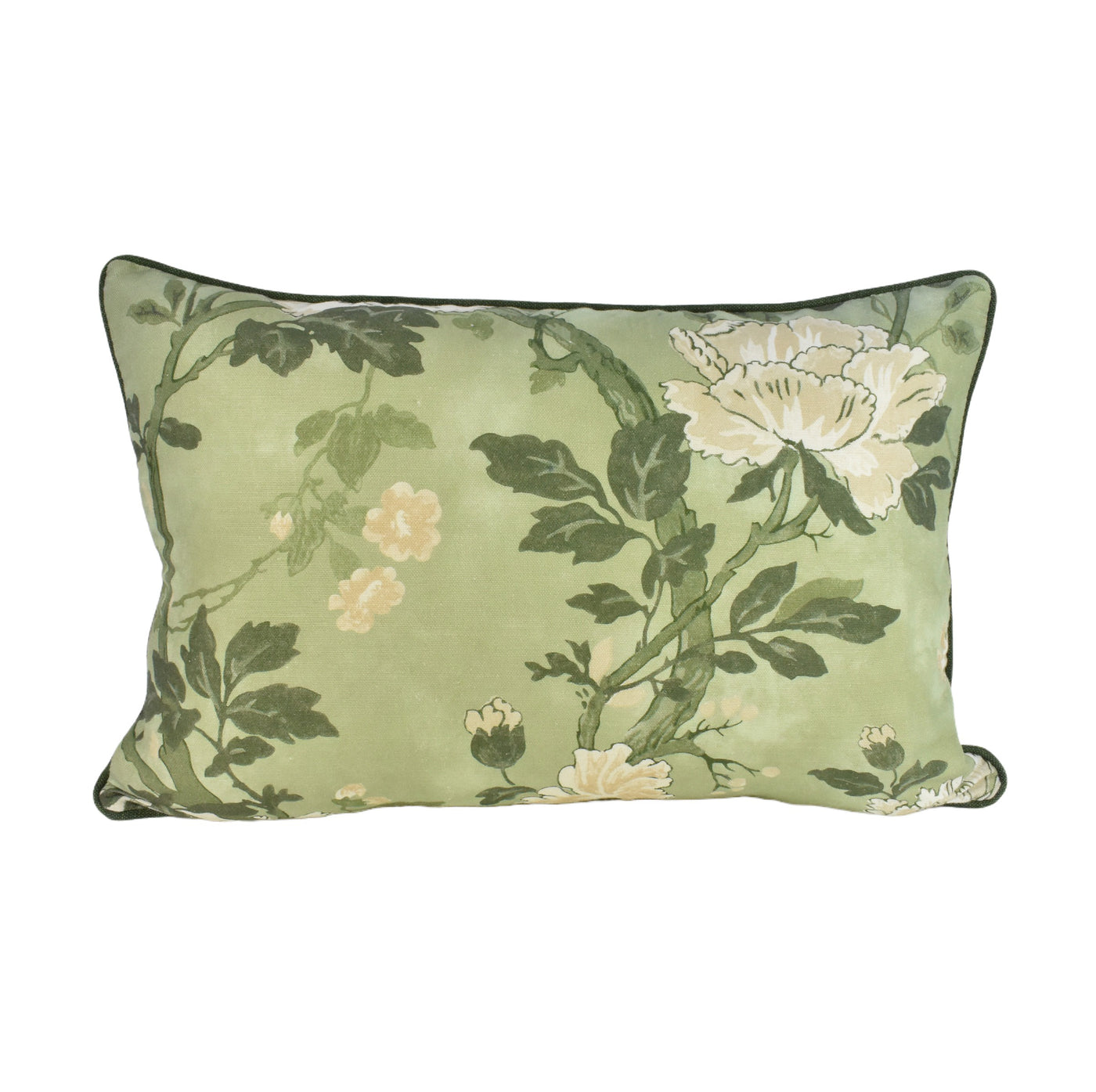 Soft Green Floral Rect Cushion