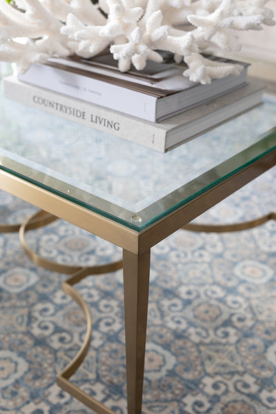 Glass & Brass Circle Motif Coffee Table - Highgate House Online - Furniture
