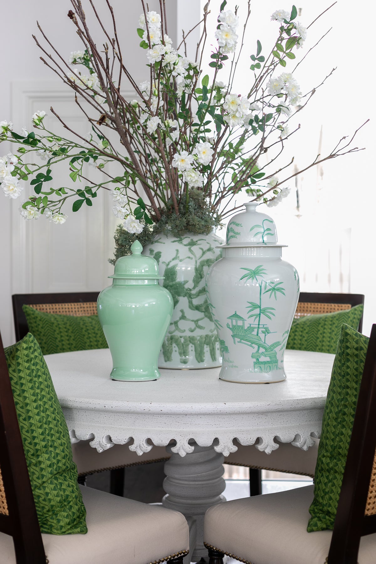 White & Green Temple Jar - Highgate House Online - Ceramics