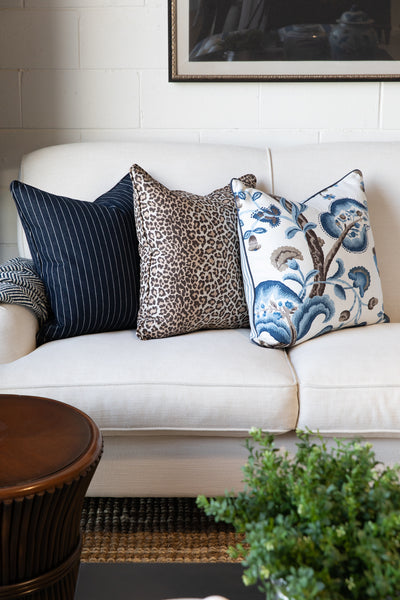 Navy & White Stitch Stripe Cushion