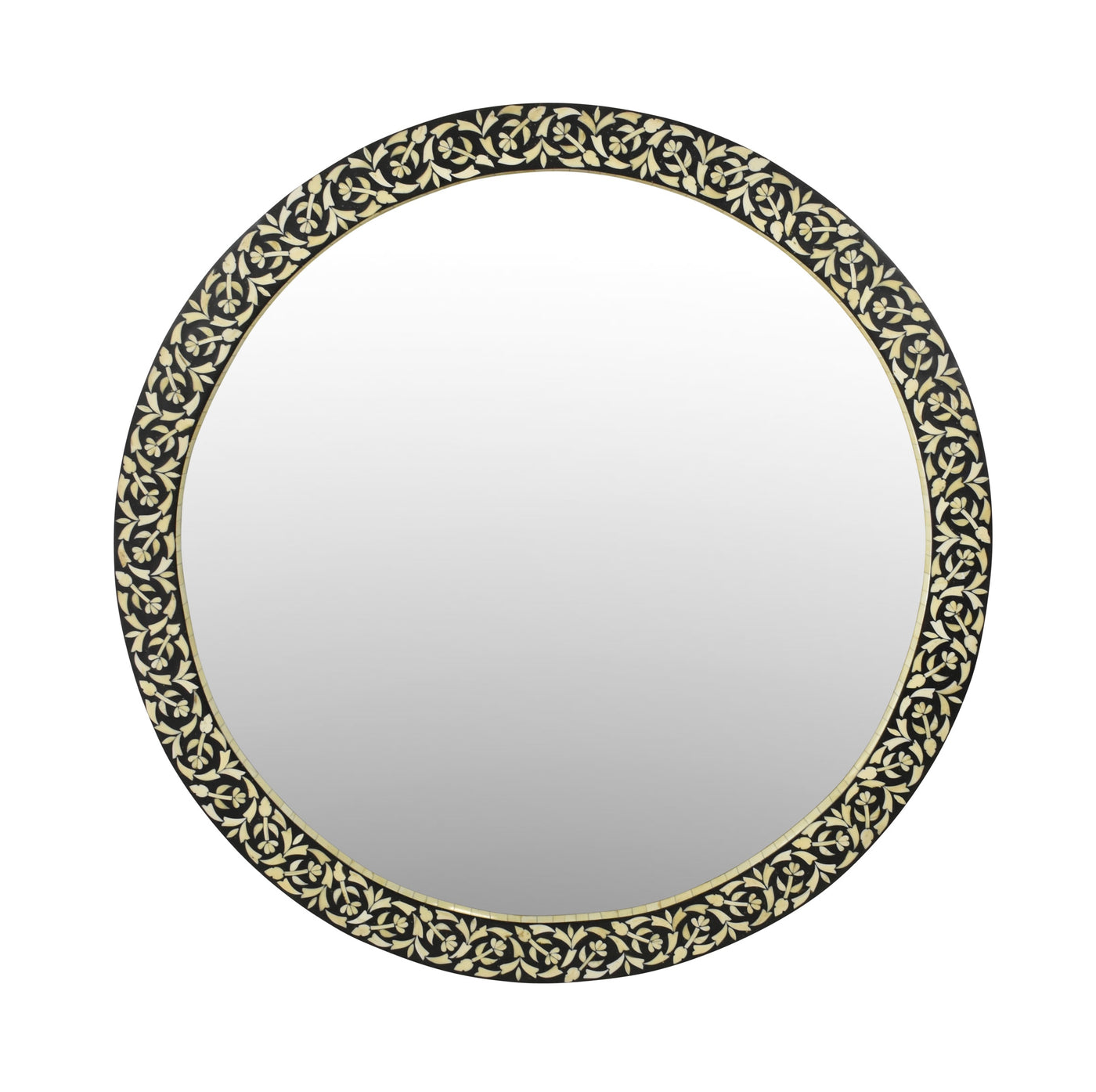 Round Black Floral Bone Mirror - Highgate House Online - Mirrors